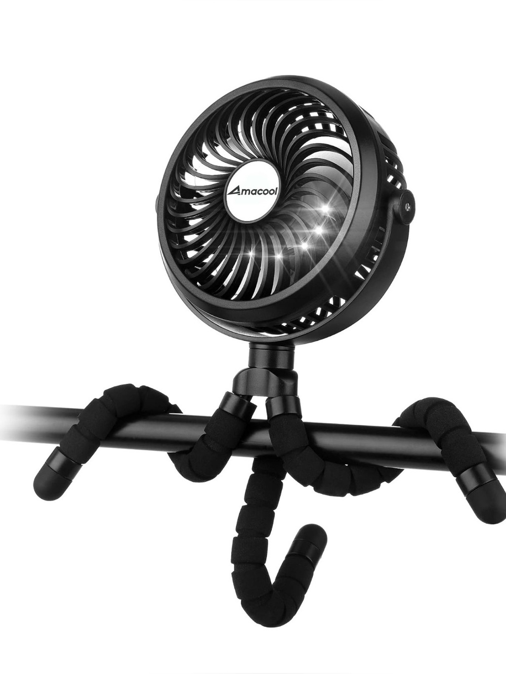 Portable Mini Stroller Fan with Flexible Arms - Black, by Amacool